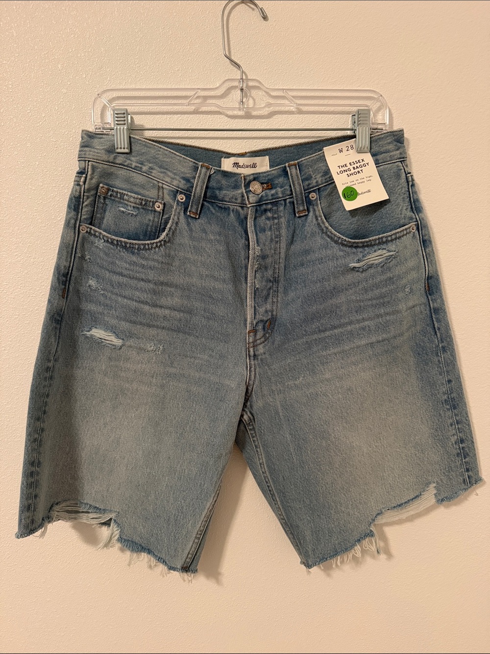 Madewell Men’s Light Wash Distressed Denim Shorts